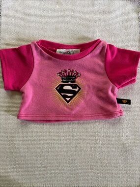 Build-A-Bear Pink Supergirl Tee with Crown Graphic